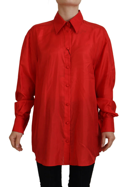 Dolce &amp; Gabbana Polo elegante de manga larga con cuello de seda