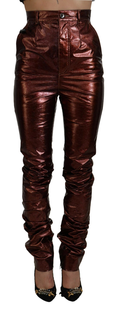 Dolce &amp; Gabbana Vaqueros pitillo de cintura alta en bronce metalizado