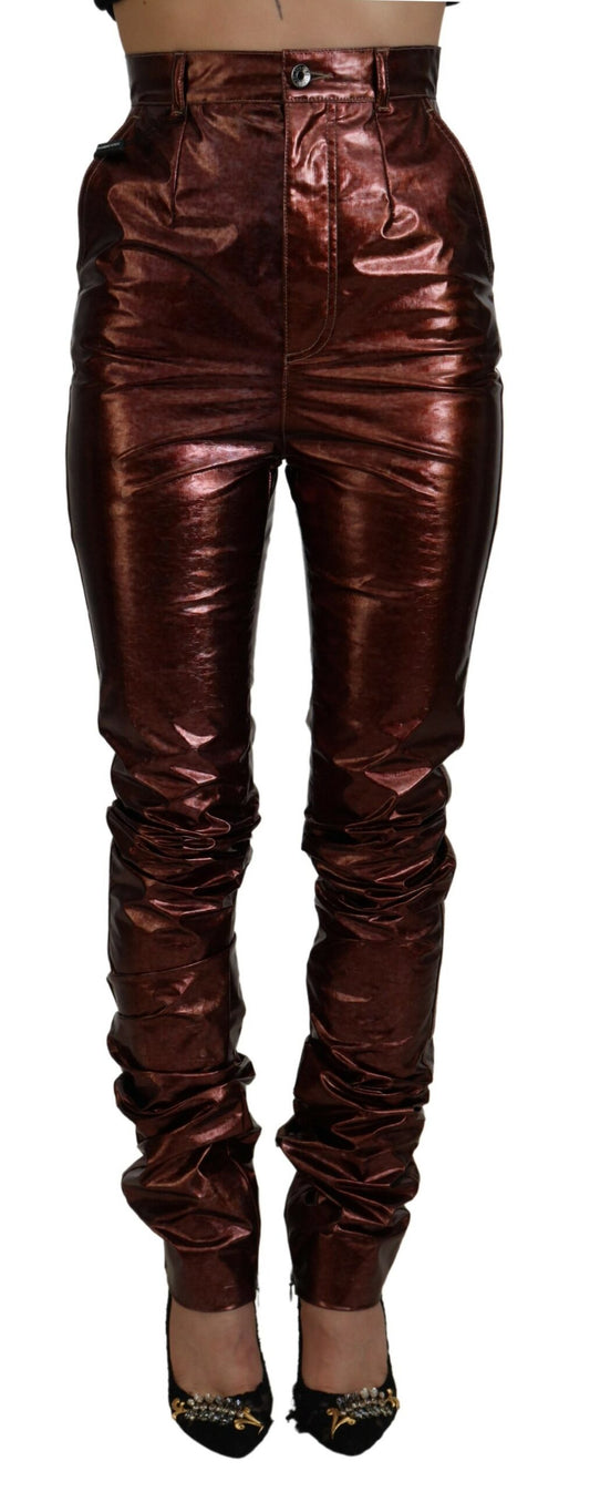 Dolce &amp; Gabbana Vaqueros pitillo de cintura alta en bronce metalizado