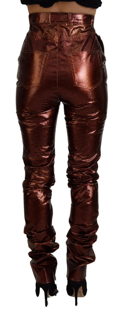 Dolce &amp; Gabbana Vaqueros pitillo de cintura alta en bronce metalizado