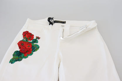 Dolce &amp; Gabbana Elegant White Mid Waist Skinny Jeans