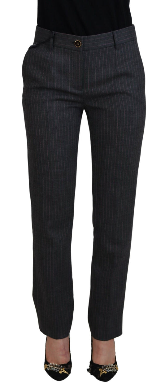 Dolce &amp; Gabbana Elegante pantalón cónico a rayas grises