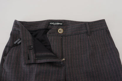 Dolce &amp; Gabbana Elegant Gray Striped Tapered Pants