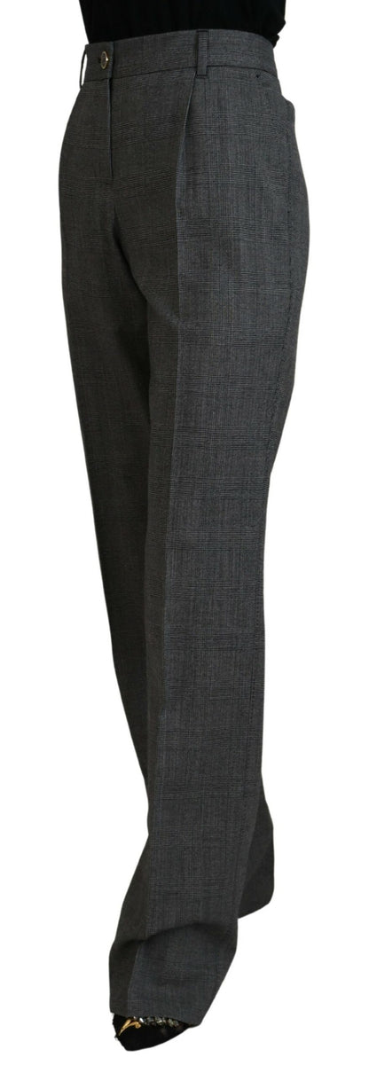 Dolce &amp; Gabbana High-Waist Plaid Virgin Wool Pants