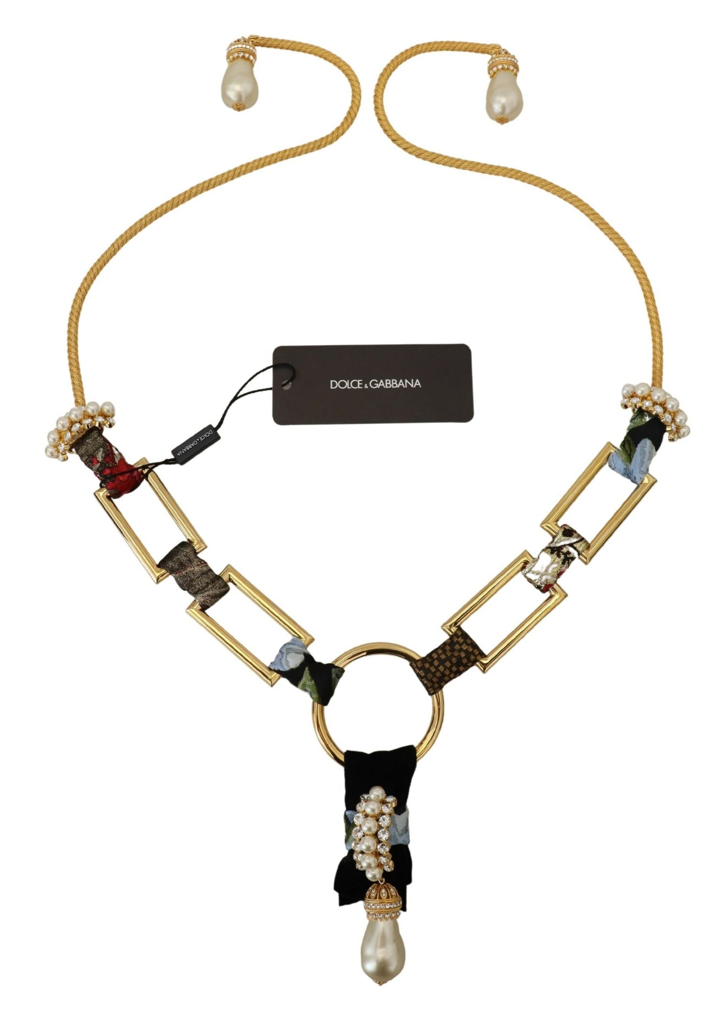 Dolce &amp; Gabbana Elegante collar llamativo de perlas de latón dorado