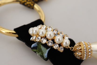 Dolce &amp; Gabbana Elegante collar llamativo de perlas de latón dorado