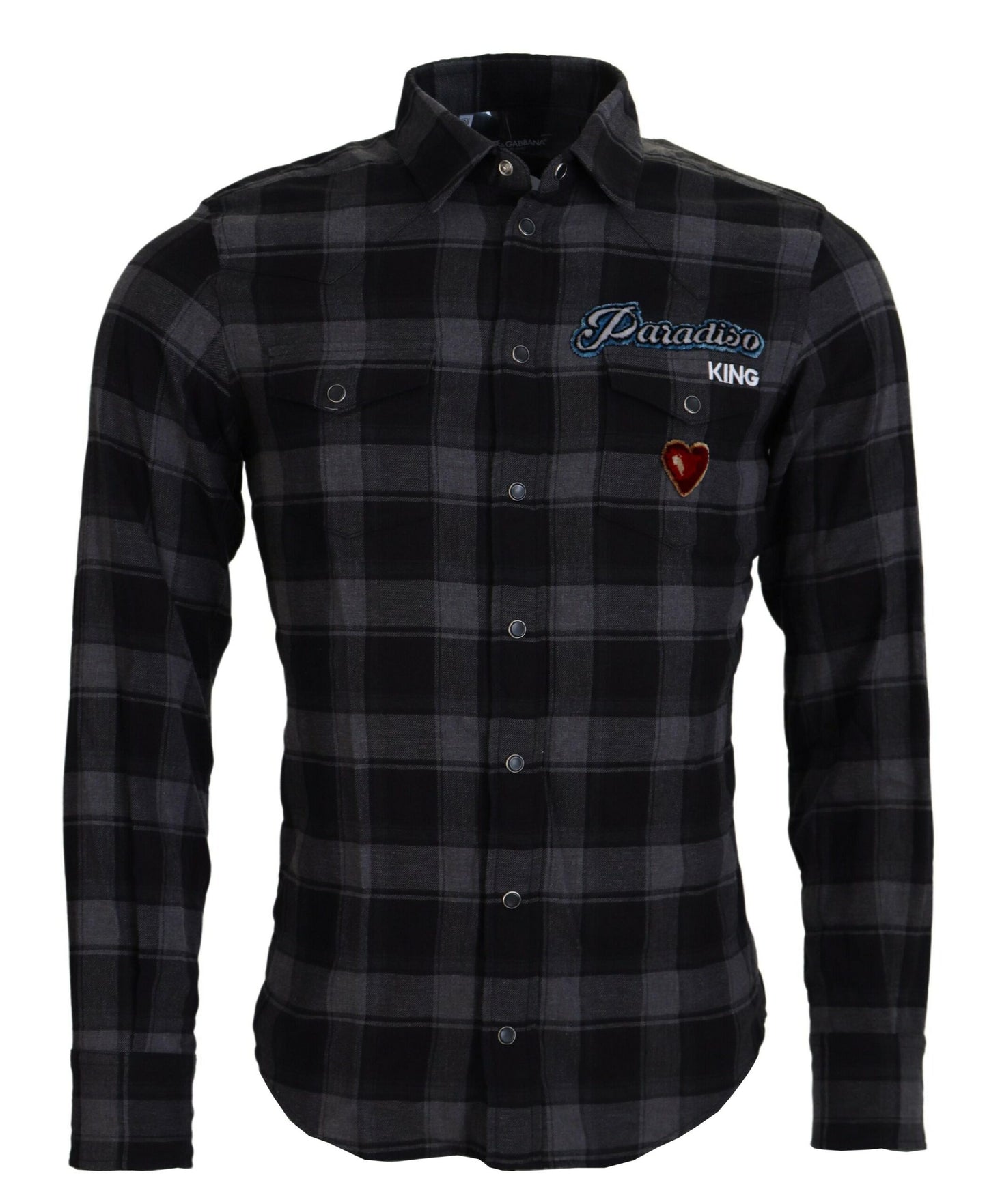 Dolce &amp; Gabbana Elegant Black and Gray Button Down Shirt