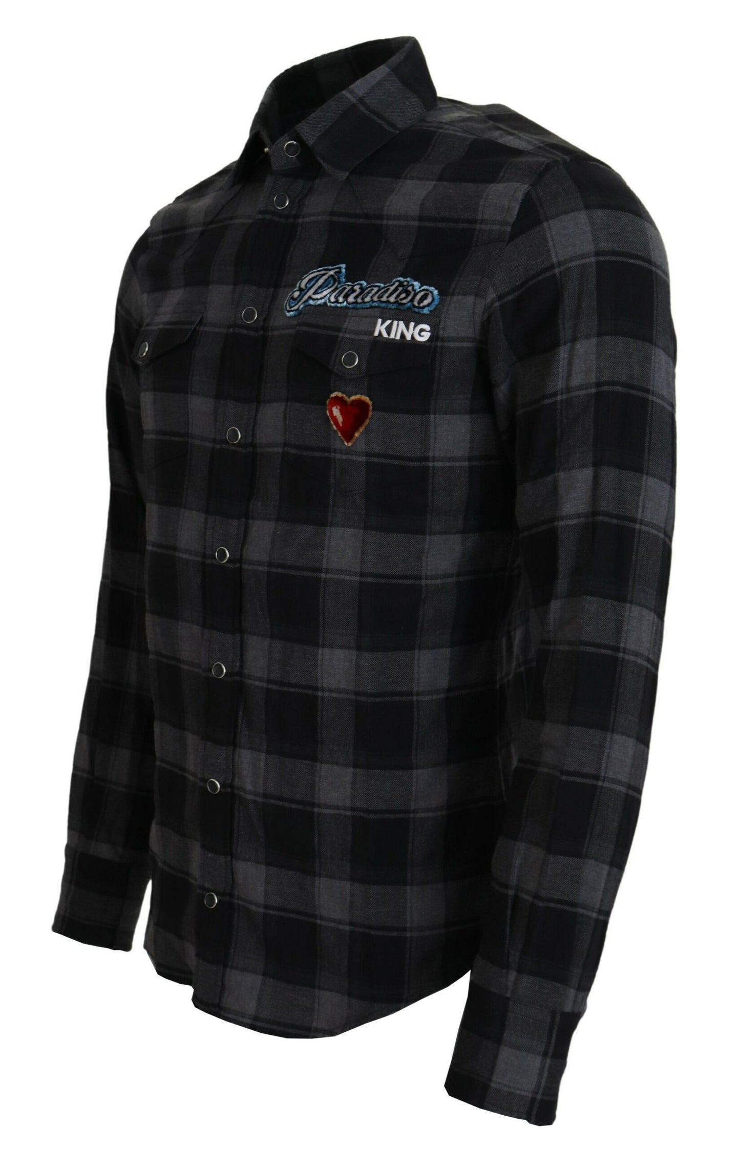 Dolce &amp; Gabbana Elegant Black and Gray Button Down Shirt