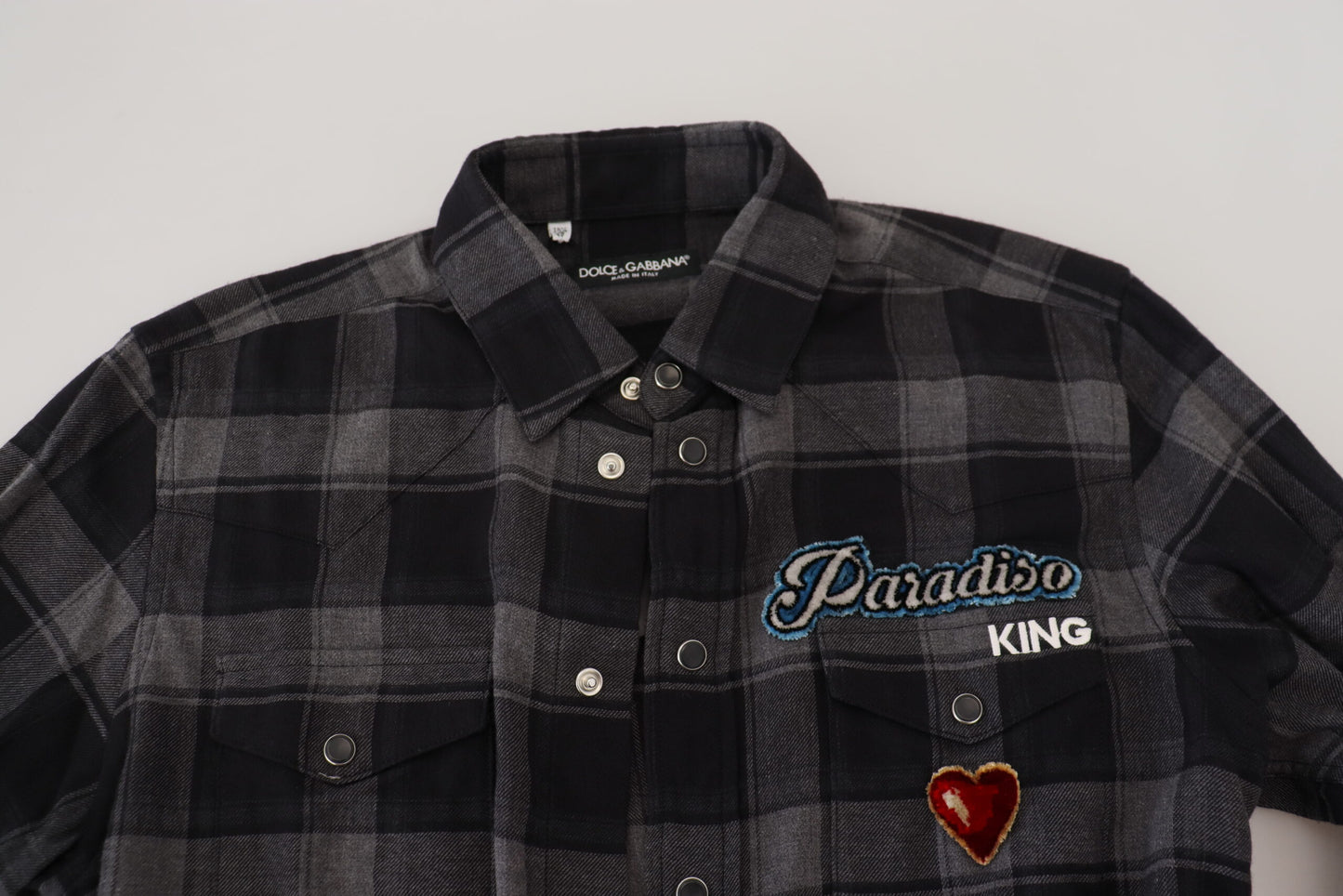 Dolce &amp; Gabbana Elegant Black and Gray Button Down Shirt