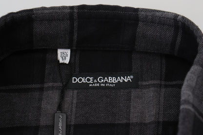 Dolce &amp; Gabbana Elegant Black and Gray Button Down Shirt