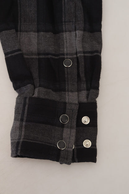 Dolce &amp; Gabbana Elegant Black and Gray Button Down Shirt