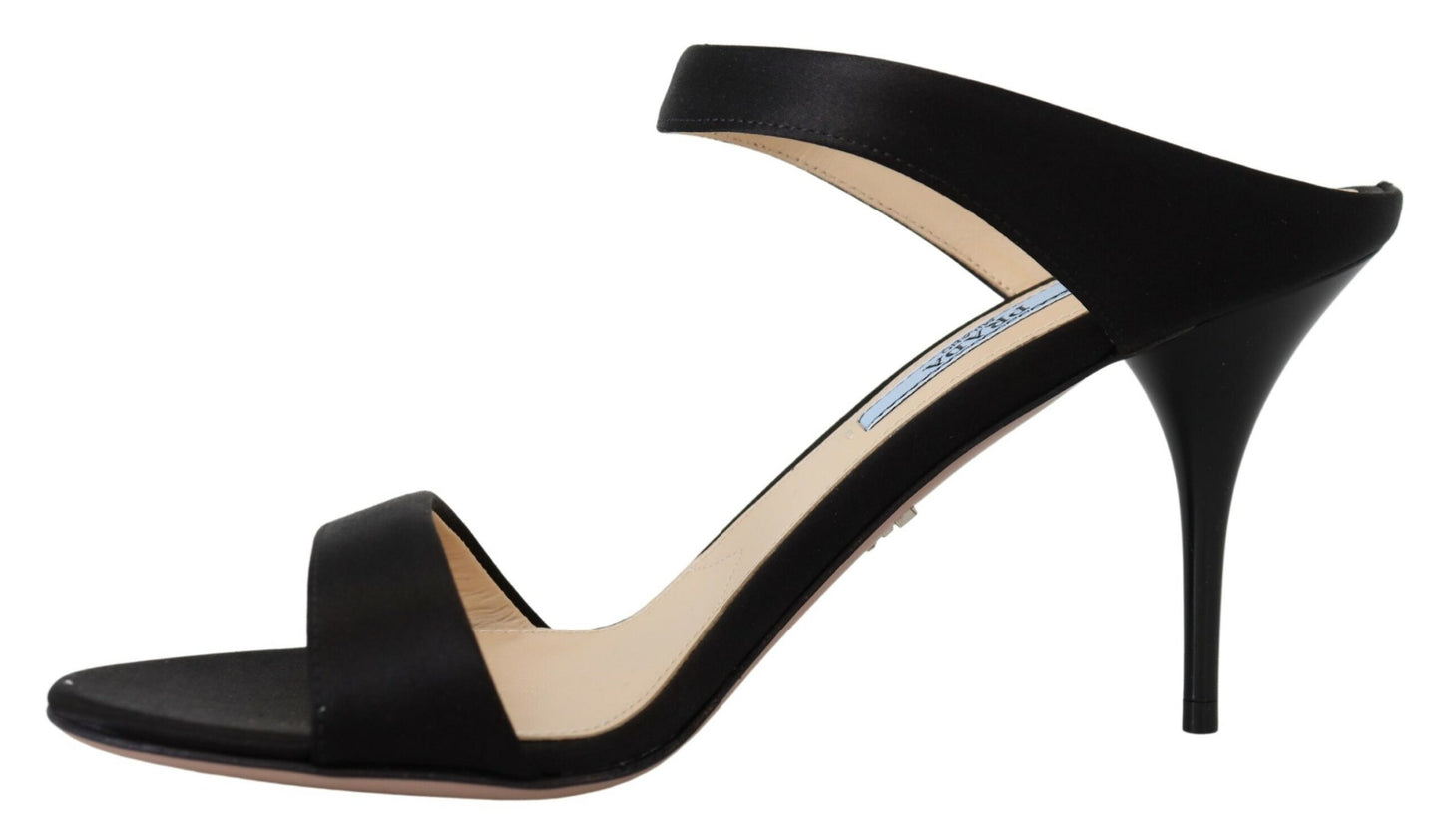 Escarpins élégants à talons en cuir noir Prada