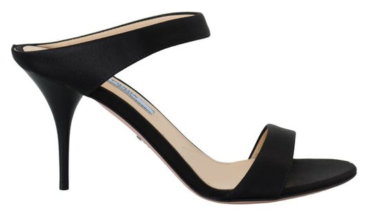 Escarpins élégants à talons en cuir noir Prada