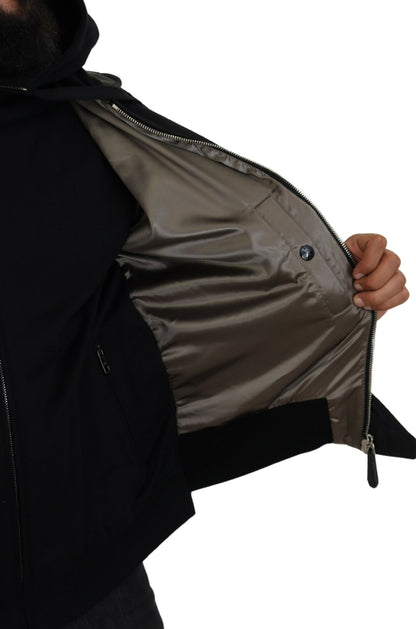 Dolce &amp; Gabbana elegante chaqueta bomber con capucha negra