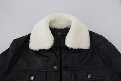 Dolce &amp; Gabbana Elegante chaqueta bomber de cuero negra