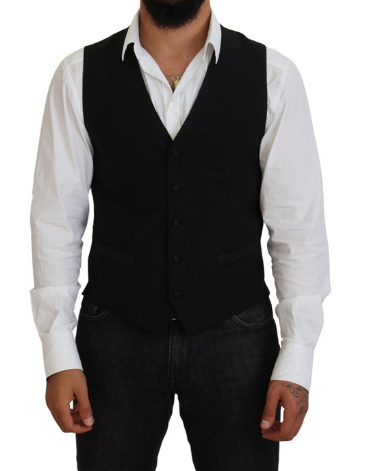 Dolce &amp; Gabbana Elegante chaleco de vestir formal negro