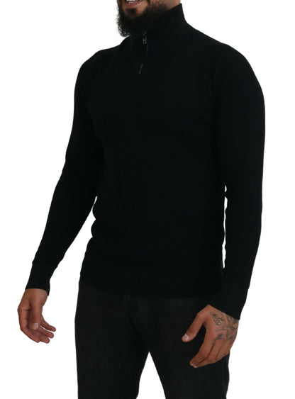 Pull-over noir élégant en soie mélangée Dolce &amp; Gabbana