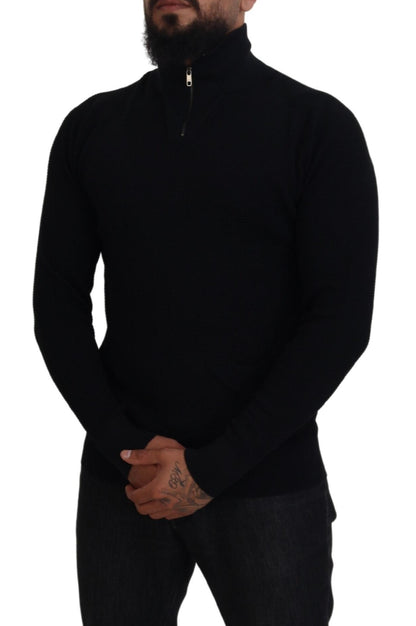 Pull-over noir élégant en soie mélangée Dolce &amp; Gabbana