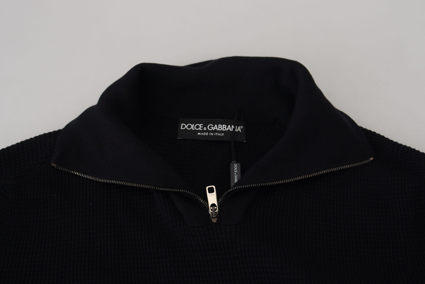 Pull-over noir élégant en soie mélangée Dolce &amp; Gabbana
