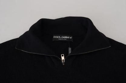 Pull-over noir élégant en soie mélangée Dolce &amp; Gabbana