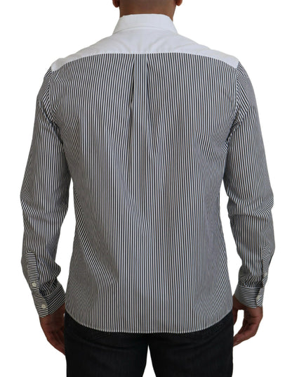 Dolce &amp; Gabbana Camisa clásica con botones a rayas en blanco y negro