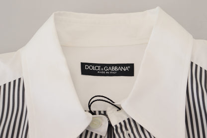 Dolce &amp; Gabbana Camisa clásica con botones a rayas en blanco y negro
