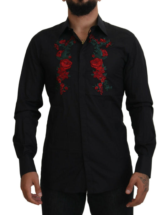 Dolce &amp; Gabbana Camisa Elegante De Algodón Con Bordado Floral