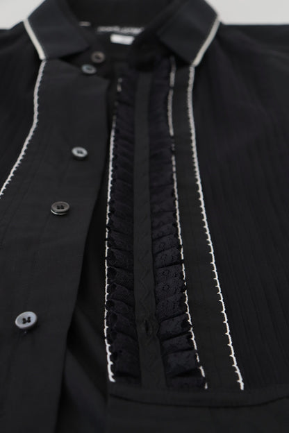 Dolce &amp; Gabbana Camisa de vestir de esmoquin elegante y ajustada