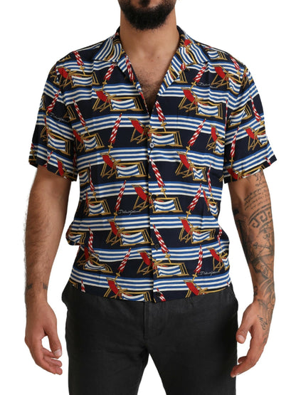 Dolce &amp; Gabbana Camisa casual elegante de seda multicolor