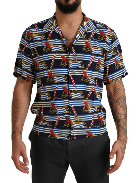 Dolce &amp; Gabbana Camisa casual elegante de seda multicolor