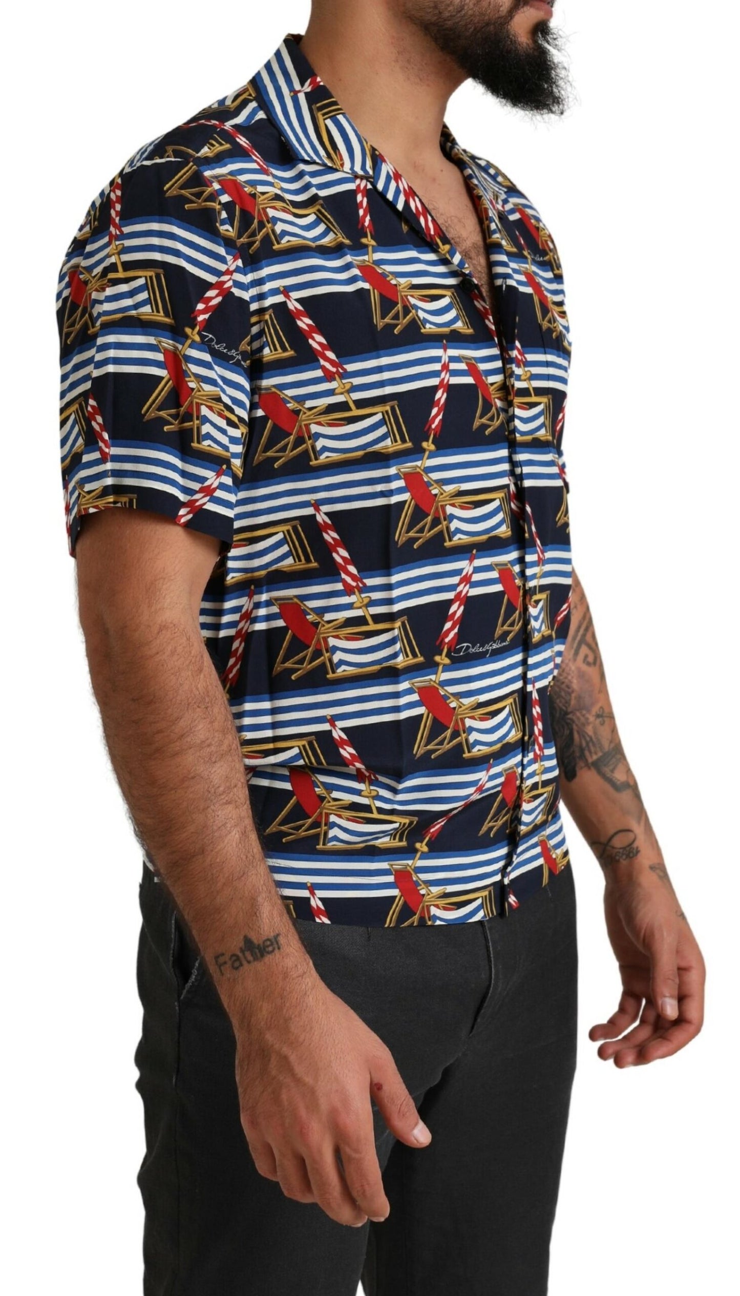 Dolce &amp; Gabbana Camisa casual elegante de seda multicolor
