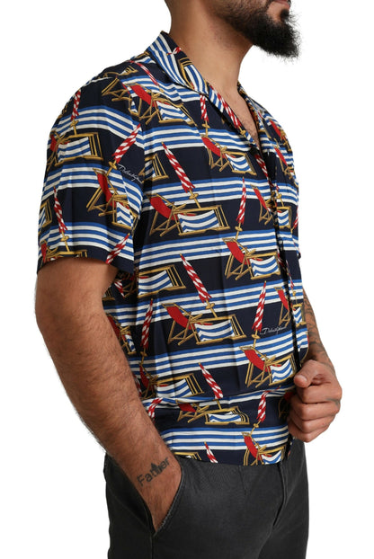 Dolce &amp; Gabbana Camisa casual elegante de seda multicolor