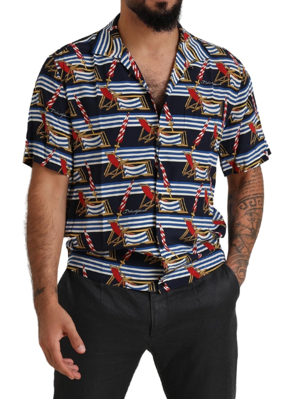 Dolce &amp; Gabbana Camisa casual elegante de seda multicolor
