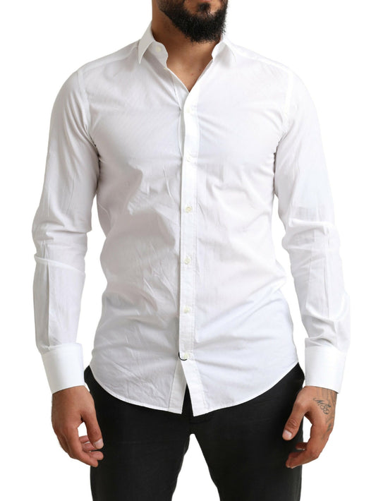 Dolce &amp; Gabbana Elegante camisa de vestir Martini de algodón blanca