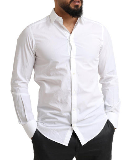Dolce &amp; Gabbana Elegante camisa de vestir Martini de algodón blanca
