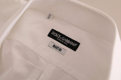 Dolce &amp; Gabbana Elegante camisa de vestir Martini de algodón blanca