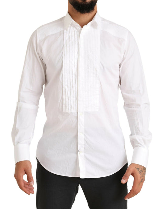 Dolce &amp; Gabbana Elegante camisa de vestir blanca de algodón slim fit