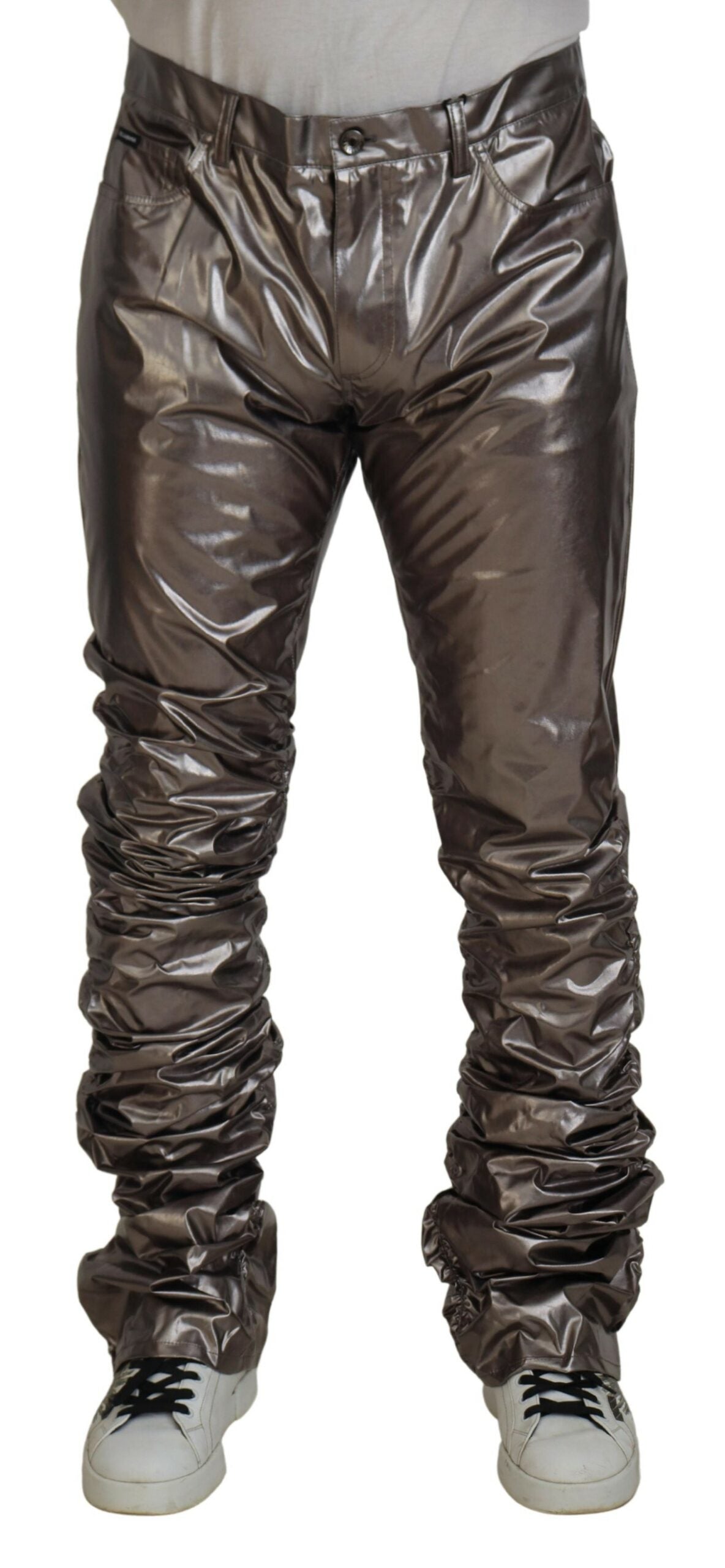 Dolce &amp; Gabbana Metallic Silver Casual Pants