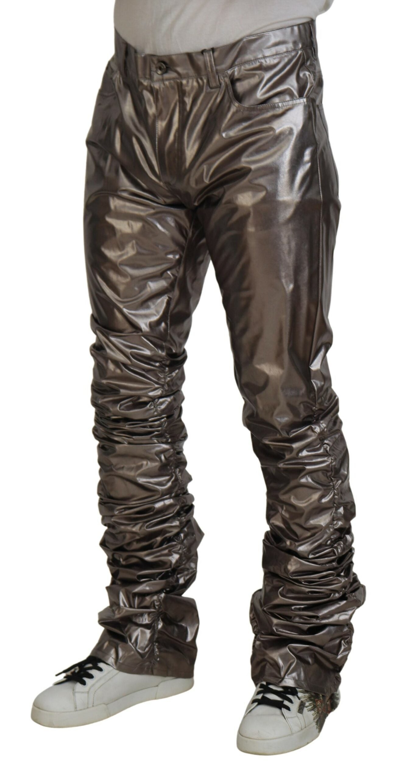 Dolce &amp; Gabbana Metallic Silver Casual Pants