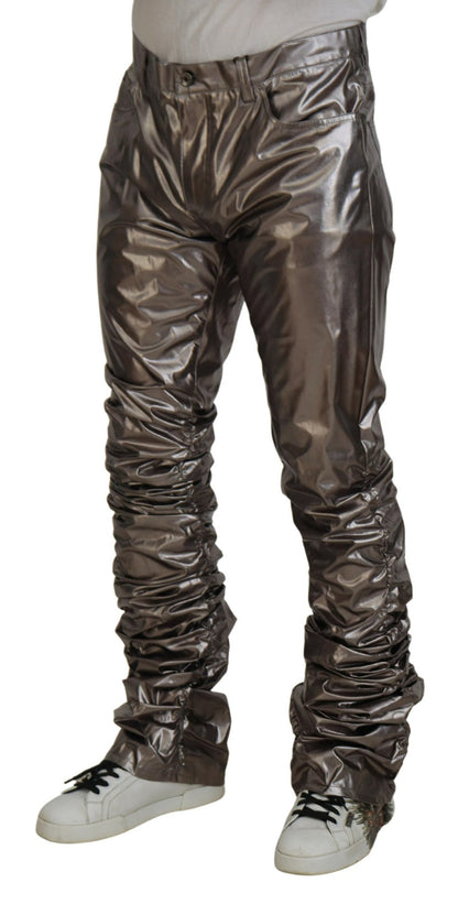 Dolce &amp; Gabbana Metallic Silver Casual Pants