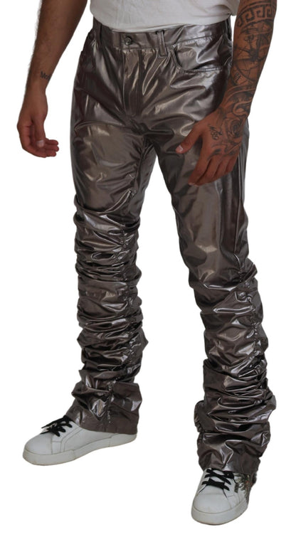 Dolce &amp; Gabbana Metallic Silver Casual Pants