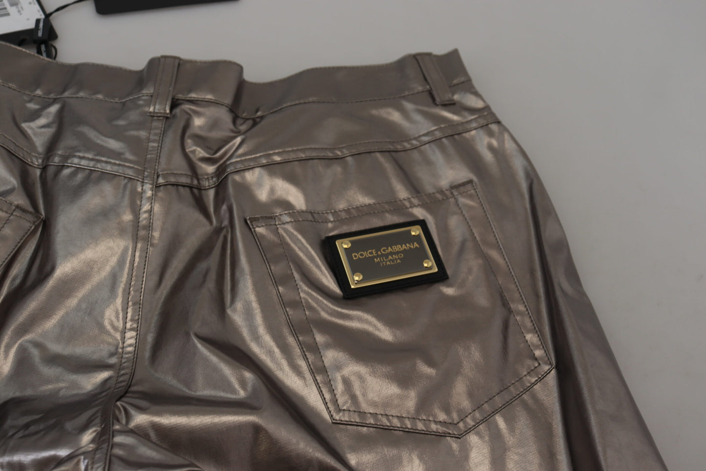 Dolce &amp; Gabbana Metallic Silver Casual Pants