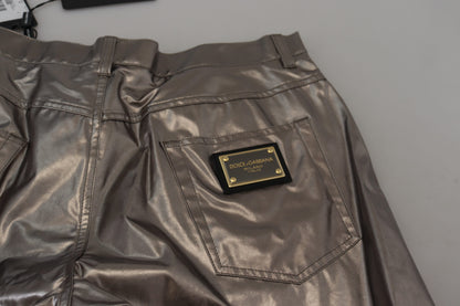 Dolce &amp; Gabbana Metallic Silver Casual Pants