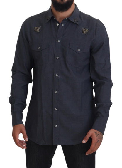 Dolce &amp; Gabbana Camisa casual elegante de mezclilla azul slim-fit