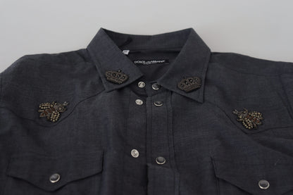 Dolce &amp; Gabbana Camisa casual elegante de mezclilla azul slim-fit