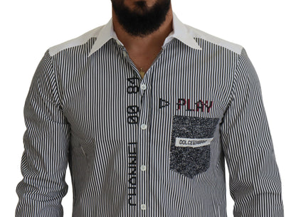 Dolce &amp; Gabbana Camisa casual de rayas de corte slim con motivo de canal