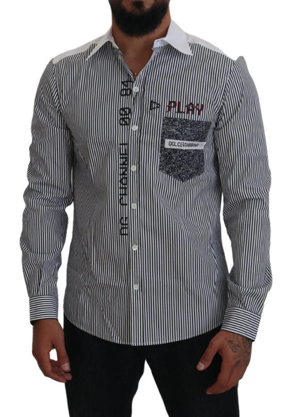 Dolce &amp; Gabbana Camisa casual de rayas de corte slim con motivo de canal