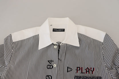 Dolce &amp; Gabbana Camisa casual de rayas de corte slim con motivo de canal