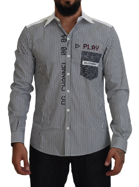 Dolce &amp; Gabbana Camisa casual de rayas de corte slim con motivo de canal