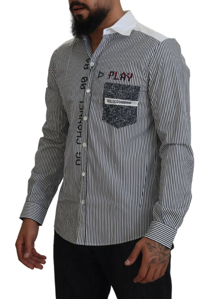 Dolce &amp; Gabbana Camisa casual de rayas de corte slim con motivo de canal